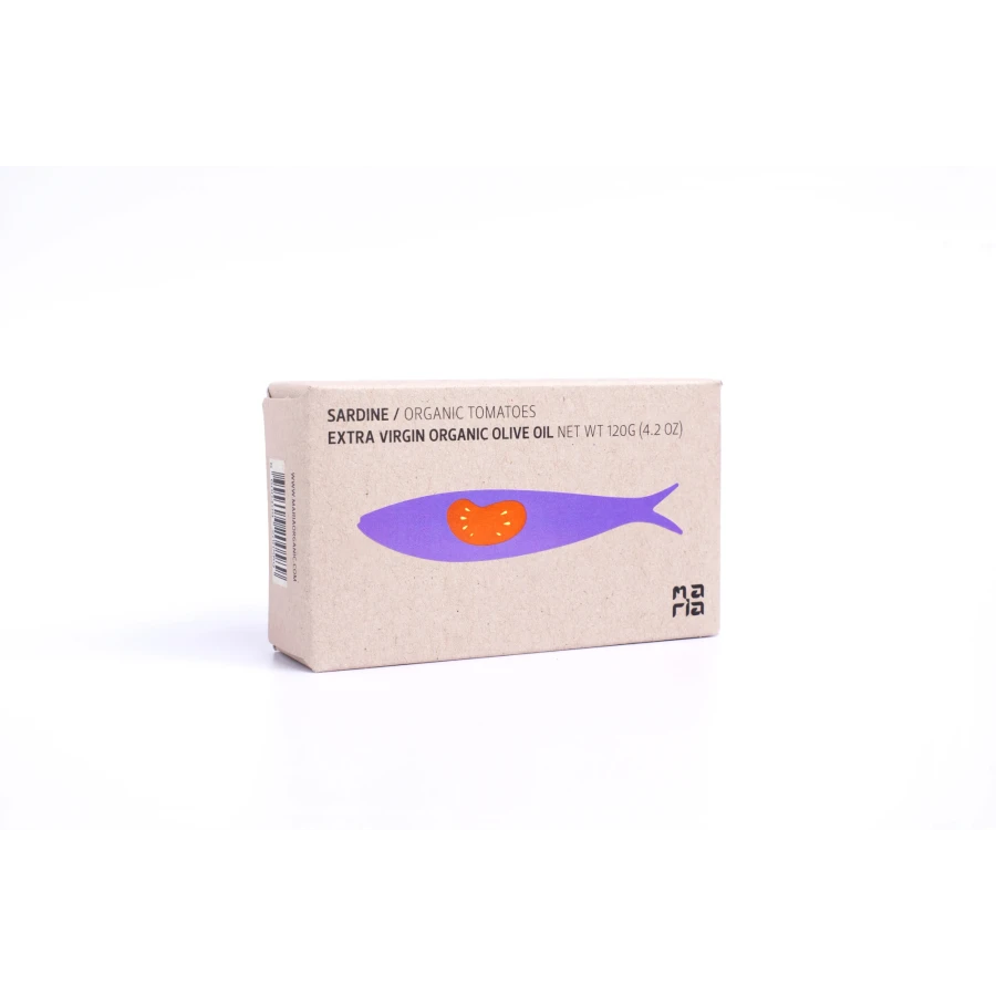 Sardinky v extra panenském olivovém oleji a bio rajčatové omáčce Maria Organic